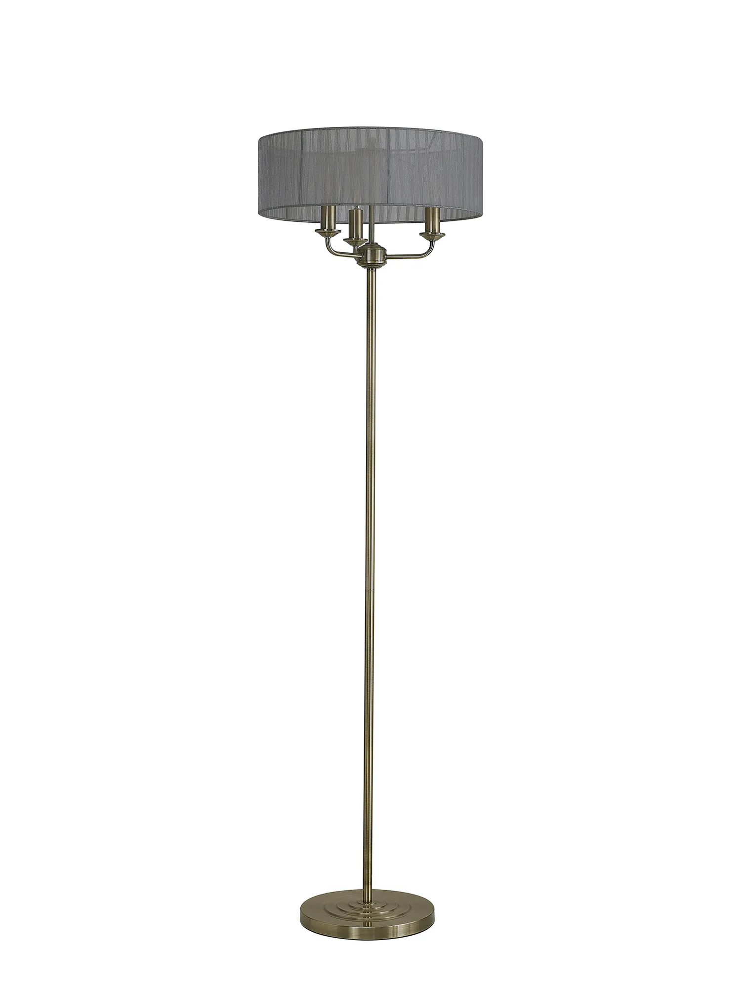 Banyan 45cm 3 Light Floor Lamp Antique Brass, Grey DK0910  Deco Banyan AB GR